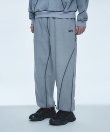 COVERSTITCH LINE SWEATPANTS-[GRAY]