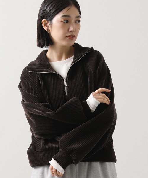 Gready Brilliant（グレディブリリアン）の「カットコールハーフジップカットソー（Tシャツ/カットソー・レディース・ブラウン/ベージュ・38）」の2枚目の写真