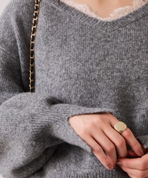 VIS | Vネックレースニットプルオーバー(ニット/セーター)