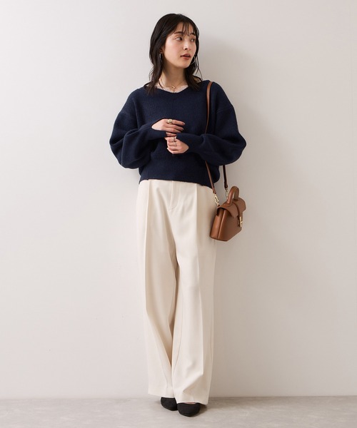 VIS（ビス）の「Vネックレースニットプルオーバー（ニット/セーター・レディース・キナリ/ネイビー/グレー・FREE）」の10枚目の写真