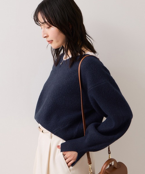 VIS（ビス）の「Vネックレースニットプルオーバー（ニット/セーター・レディース・キナリ/ネイビー/グレー・FREE）」の8枚目の写真