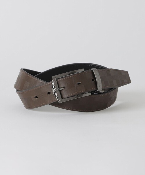 BLACKLABEL エンボスクレストブリッジチェックリバーシブルベルト チェックバックルエンボスクレストブリッジチェックリバーシブルベルト