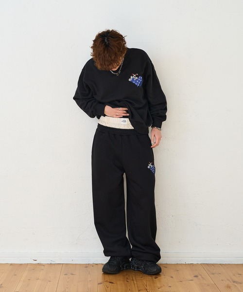 kaoyorinakami(カオヨリナカミ)の「rabbit layered sweatpants / ラビットレイヤードスウェットパンツ(スウェットパンツ・メンズ・ブラック/グレー・SMALL/MEDIUM/LARGE/X-LARGE)」の4枚目の写真