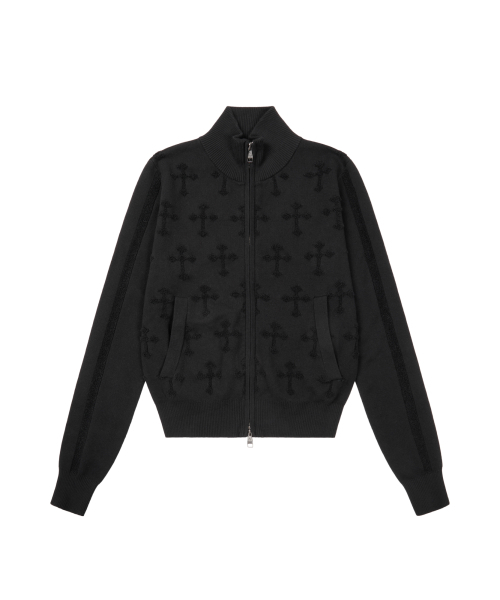 Cross Boucle Knit Zip-Up — вязаная кофта на молнии, чёрная