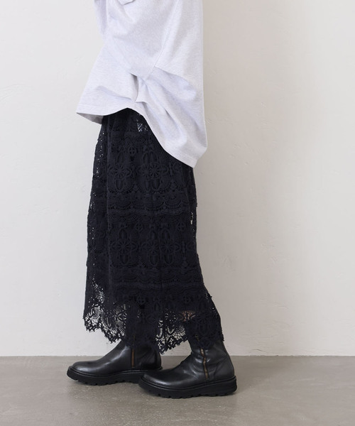 JOURNAL STANDARD LUXE（ジャーナルスタンダード　ラックス）の「レースMIX スカート（040）（スカート・レディース・ネイビー・FREE）」の4枚目の写真