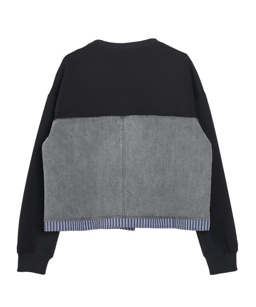 Pt18kg(プラチナイチハチキログラム)の「異素材ドッキングトップス(Tシャツ/カットソー・レディース・ネイビー/ブラック/グレー・FREE)」の10枚目の写真