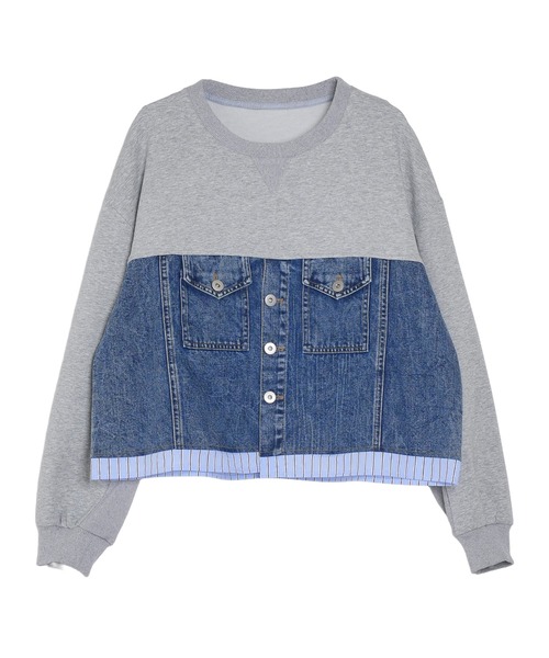 Pt18kg(プラチナイチハチキログラム)の「異素材ドッキングトップス(Tシャツ/カットソー・レディース・ネイビー/ブラック/グレー・FREE)」の14枚目の写真