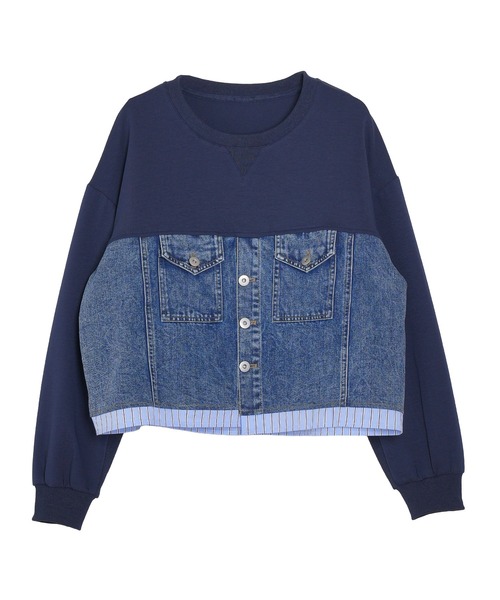 Pt18kg(プラチナイチハチキログラム)の「異素材ドッキングトップス(Tシャツ/カットソー・レディース・ネイビー/ブラック/グレー・FREE)」の21枚目の写真
