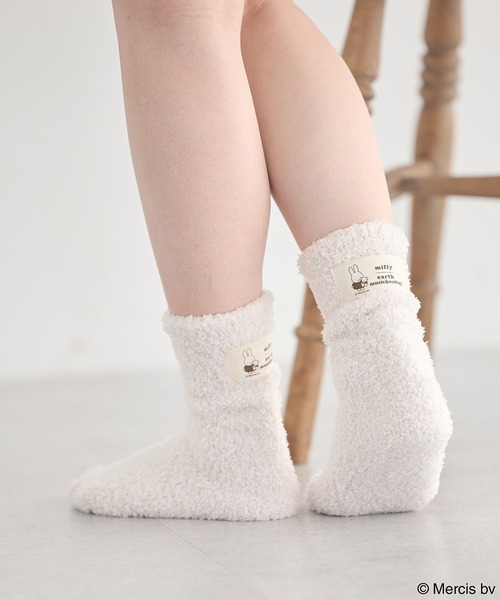 earth music&ecology(アースミュージックアンドエコロジー)の「miffy /earth タグ付モコモコソックス(ソックス/靴下・レディース・アイボリー/ブラウン・FREE)」の10枚目の写真