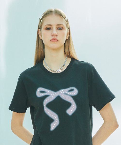 LARTIGENT(ラーティゼン)の「L9 RIBBON T-SHIRT(BLACK)(Tシャツ/カットソー・レディース・その他・FREE)」の2枚目の写真