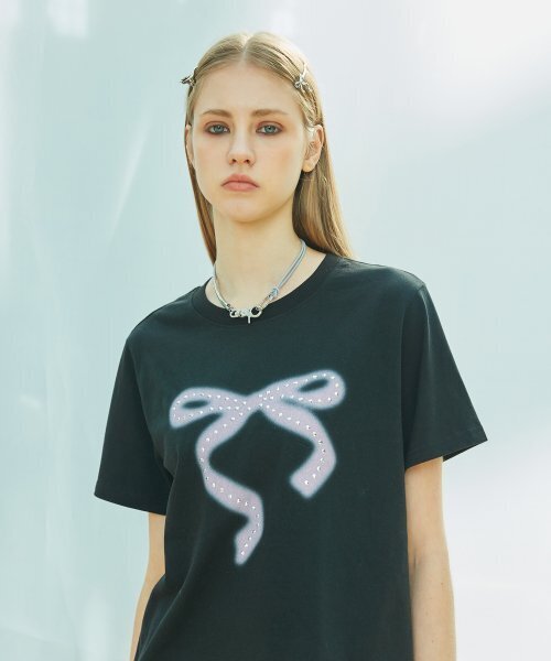 LARTIGENT(ラーティゼン)の「L9 RIBBON T-SHIRT(BLACK)(Tシャツ/カットソー・レディース・その他・FREE)」の3枚目の写真