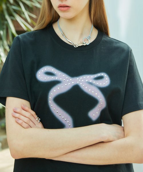 LARTIGENT(ラーティゼン)の「L9 RIBBON T-SHIRT(BLACK)(Tシャツ/カットソー・レディース・その他・FREE)」の4枚目の写真