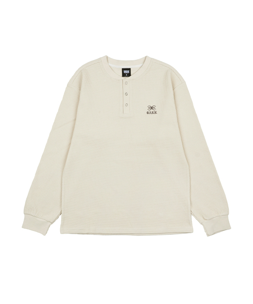 GAKKAI UNIONS(ガッカイユニオンズ)の「リブヘンリーネックワッフルロングスリーブベージュ(Tシャツ/カットソー・メンズ・その他・M/L/XL)」の2枚目の写真