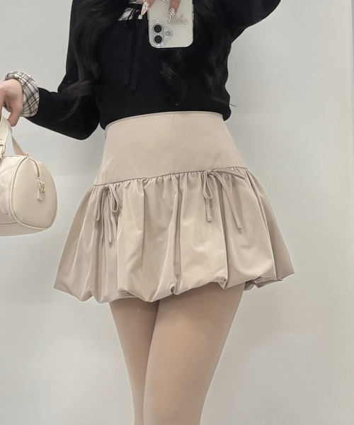 INGNI（イング）の「リボンバルーンミニスカパン（スカート・レディース・ベージュ/ブラック/オフホワイト・FREE）」の7枚目の写真