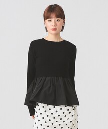 Ray BEAMS | リブ ギャザー キリカエ クルーネック トップス(ニット/セーター)