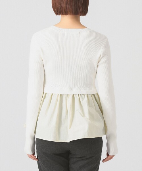 Ray BEAMS（レイビームス）の「リブ ギャザー キリカエ クルーネック トップス（ニット/セーター・レディース・ブラック/オフホワイト・ONE SIZE）」の13枚目の写真