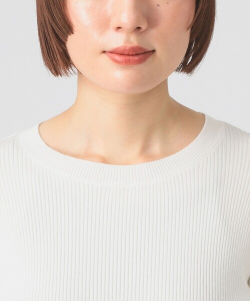 Ray BEAMS（レイビームス）の「リブ ギャザー キリカエ クルーネック トップス（ニット/セーター・レディース・ブラック/オフホワイト・ONE SIZE）」の14枚目の写真