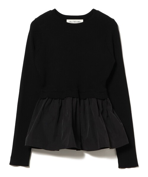 Ray BEAMS（レイビームス）の「リブ ギャザー キリカエ クルーネック トップス（ニット/セーター・レディース・ブラック/オフホワイト・ONE SIZE）」の21枚目の写真