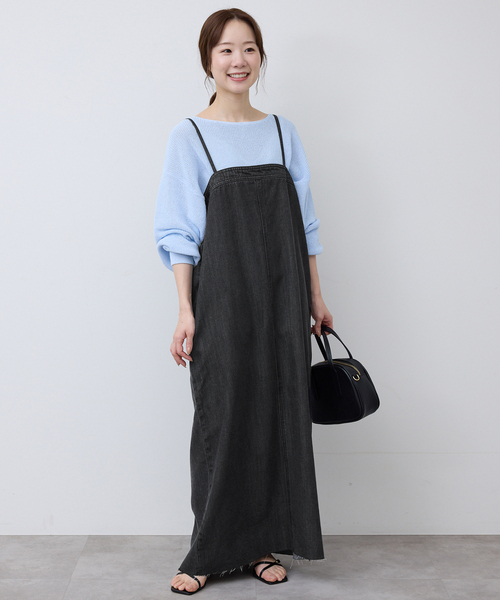 SLOBE IENA(スローブイエナ)の「LEDENIM ナローフレアデニムジャンパースカート(ワンピース・レディース・ブラック/ネイビー・36/38)」の16枚目の写真