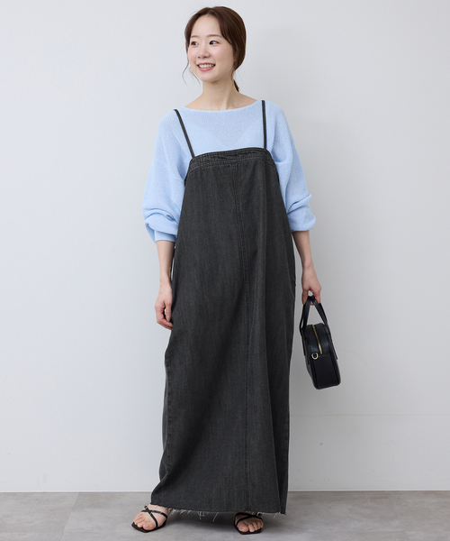 SLOBE IENA(スローブイエナ)の「LEDENIM ナローフレアデニムジャンパースカート(ワンピース・レディース・ブラック/ネイビー・36/38)」の18枚目の写真