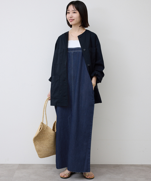 LEDENIM ナローフレアデニムジャンパースカート（ワンピース）｜SLOBE