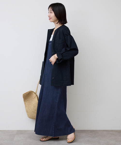 LEDENIM ナローフレアデニムジャンパースカート（ワンピース）｜SLOBE