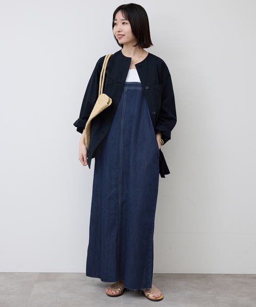SLOBE IENA(スローブイエナ)の「LEDENIM ナローフレアデニムジャンパースカート(ワンピース・レディース・ブラック/ネイビー・36/38)」の21枚目の写真