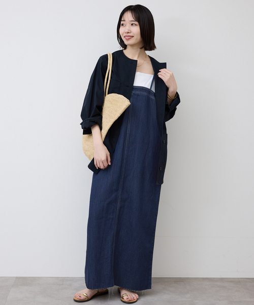 SLOBE IENA(スローブイエナ)の「LEDENIM ナローフレアデニムジャンパースカート(ワンピース・レディース・ブラック/ネイビー・36/38)」の22枚目の写真