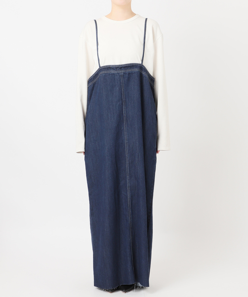 SLOBE IENA(スローブイエナ)の「LEDENIM ナローフレアデニムジャンパースカート(ワンピース・レディース・ブラック/ネイビー・36/38)」の18枚目の写真