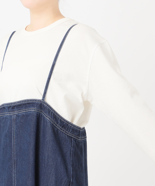 SLOBE IENA(スローブイエナ)の「LEDENIM ナローフレアデニムジャンパースカート(ワンピース・レディース・ブラック/ネイビー・36/38)」の22枚目の写真