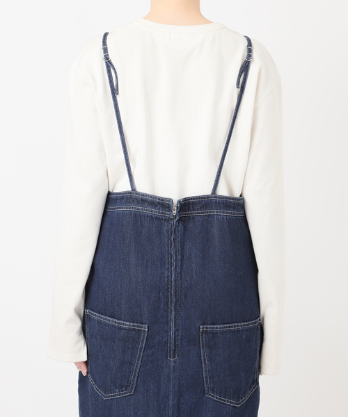 SLOBE IENA(スローブイエナ)の「LEDENIM ナローフレアデニムジャンパースカート(ワンピース・レディース・ブラック/ネイビー・36/38)」の5枚目の写真