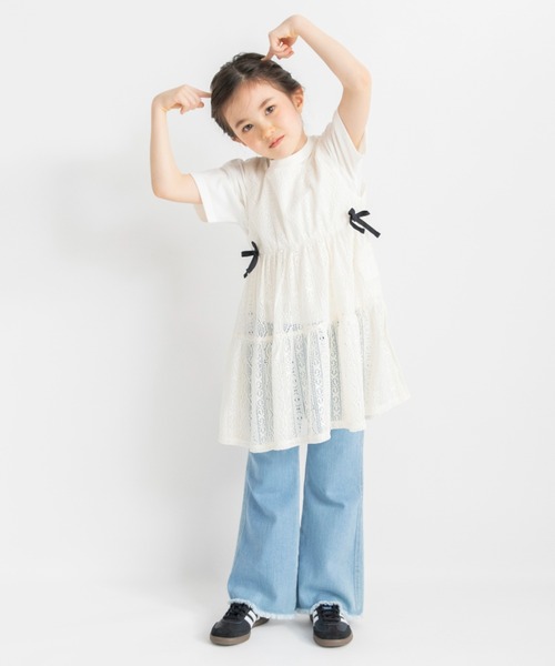 BRANSHES（ブランシェス）の「裾フリンジフレアデニムパンツ（デニムパンツ・キッズ・ネイビー/チャコールグレー/ブルー・150/130/110/100/90/140/120）」の16枚目の写真