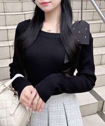 INGNI | ワンショルビジュー付肩リボンニット(ニット/セーター)