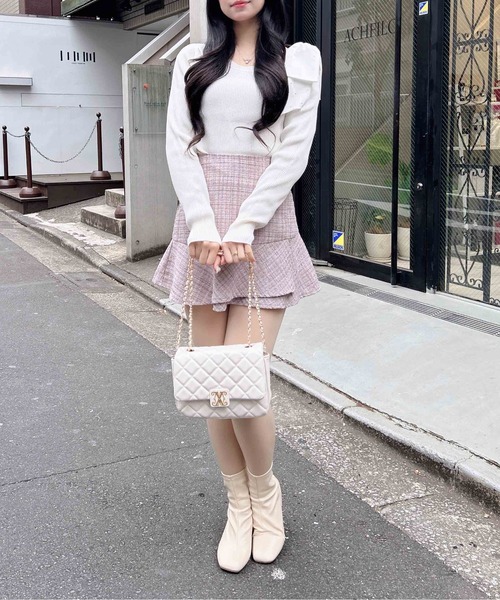 INGNI(イング)の「ワンショルビジュー付肩リボンニット(ニット/セーター・レディース・オフホワイト/ブラック/グレー・M)」の10枚目の写真