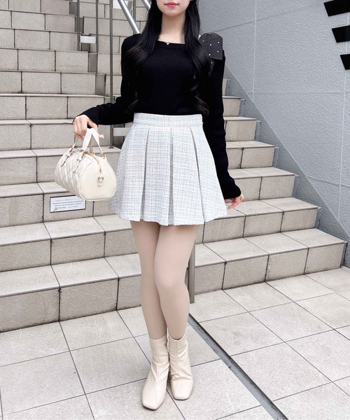 INGNI(イング)の「ワンショルビジュー付肩リボンニット(ニット/セーター・レディース・オフホワイト/ブラック/グレー・M)」の17枚目の写真