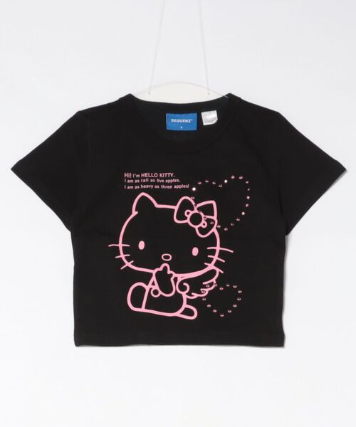 sanrio(サンリオ)の「HELLO KITTY LOVE SEQUENZ TEE/ハローキティ エンジェルプリント ハートラインストーンTシャツ/ピチT・ビッグシルエット(Tシャツ/カットソー・レディース・ブラック/ホワイト・S/M/L)」の9枚目の写真