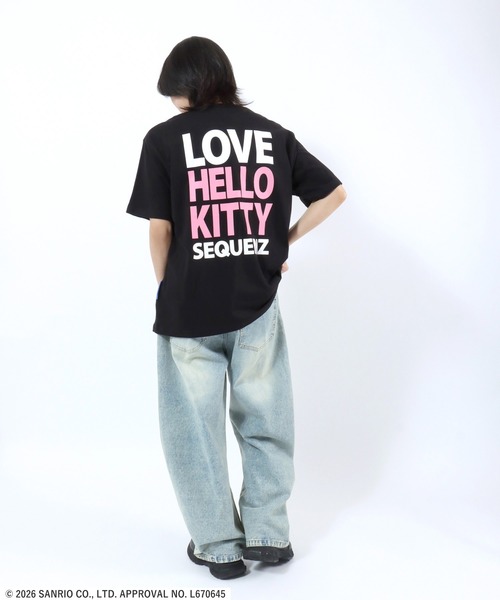 sanrio(サンリオ)の「HELLO KITTY LOVE SEQUENZ TEE/ハローキティ エンジェルプリント ハートラインストーンTシャツ/ピチT・ビッグシルエット(Tシャツ/カットソー・レディース・ブラック/ホワイト・S/M/L)」の18枚目の写真
