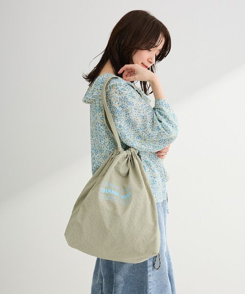 Green　Parks（グリーンパークス）の「ドロストトートバッグ（トートバッグ・レディース・イエロー/カーキ/アイボリー/ブルー・FREE）」の5枚目の写真