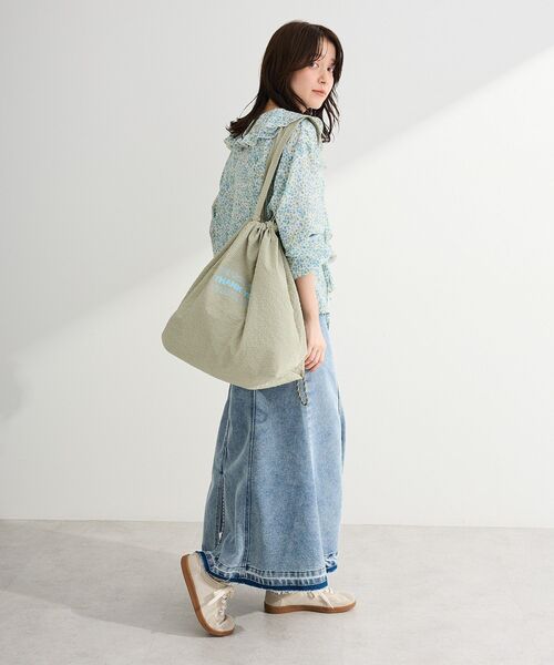 Green　Parks（グリーンパークス）の「ドロストトートバッグ（トートバッグ・レディース・イエロー/カーキ/アイボリー/ブルー・FREE）」の6枚目の写真