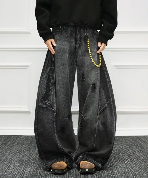NEW GENTLEMAN(ニュージェントルマン)の「アマンダデニム ワイドバギー バルーンパンツ(デニムパンツ・メンズ・ブラック・M/S/L)」の7枚目の写真