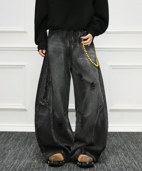 NEW GENTLEMAN(ニュージェントルマン)の「アマンダデニム ワイドバギー バルーンパンツ(デニムパンツ・メンズ・ブラック・M/S/L)」の8枚目の写真