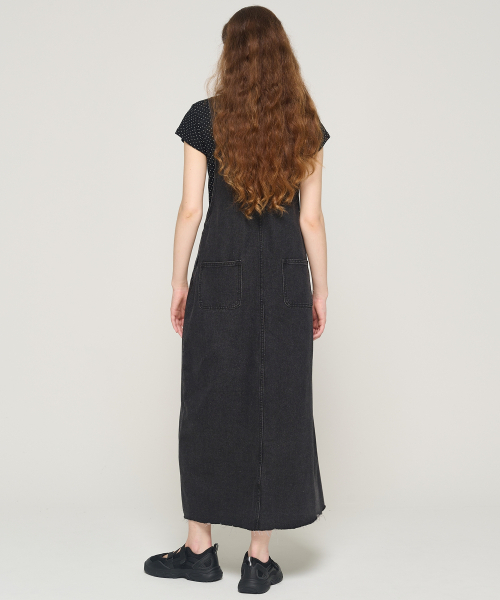 CARGOBROS FOR WOMAN(カーゴブロスフォーウィメン)の「ワークデニムオーバーロールワンピース(ブラック)(サロペット/オーバーオール・レディース・その他・FREE)」の2枚目の写真