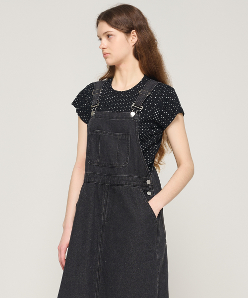CARGOBROS FOR WOMAN(カーゴブロスフォーウィメン)の「ワークデニムオーバーロールワンピース(ブラック)(サロペット/オーバーオール・レディース・その他・FREE)」の5枚目の写真