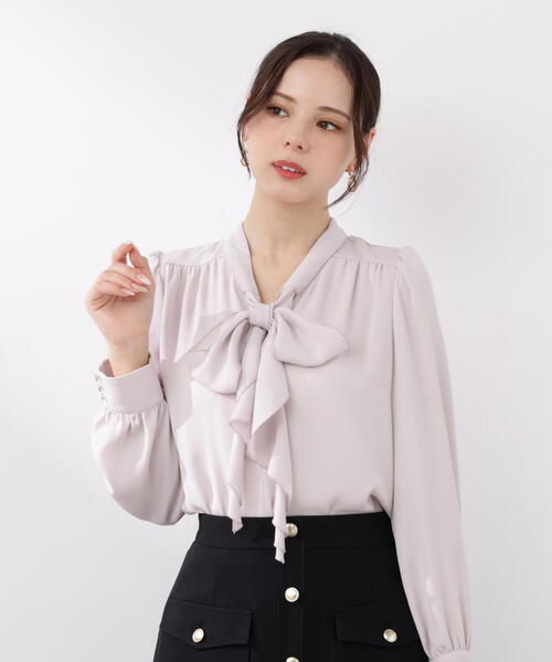 PROPORTION BODY DRESSING(プロポーションボディドレッシング)の「<ウォッシャブル>ラッフルリボンブラウス / 1216110001(シャツ/ブラウス・レディース・ダークグレー/ピンク/ホワイト系その他・MEDIUM/SMALL)」の3枚目の写真