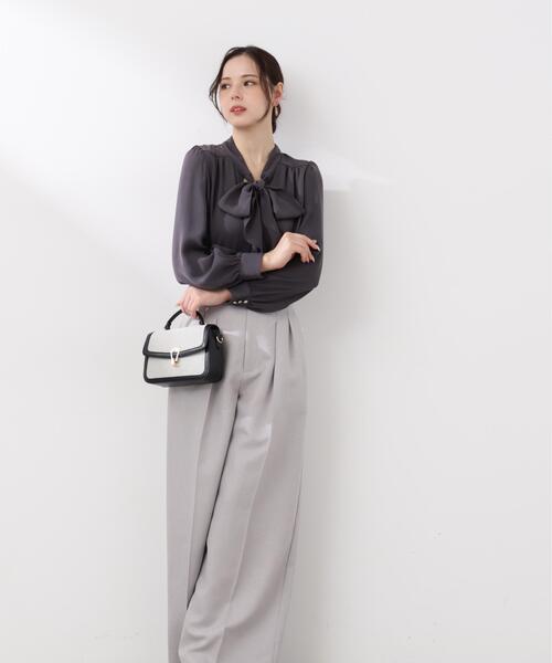 PROPORTION BODY DRESSING(プロポーションボディドレッシング)の「<ウォッシャブル>ラッフルリボンブラウス / 1216110001(シャツ/ブラウス・レディース・ダークグレー/ピンク/ホワイト系その他・MEDIUM/SMALL)」の6枚目の写真