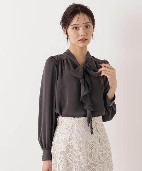 PROPORTION BODY DRESSING(プロポーションボディドレッシング)の「<ウォッシャブル>ラッフルリボンブラウス / 1216110001(シャツ/ブラウス・レディース・ダークグレー/ピンク/ホワイト系その他・MEDIUM/SMALL)」の7枚目の写真