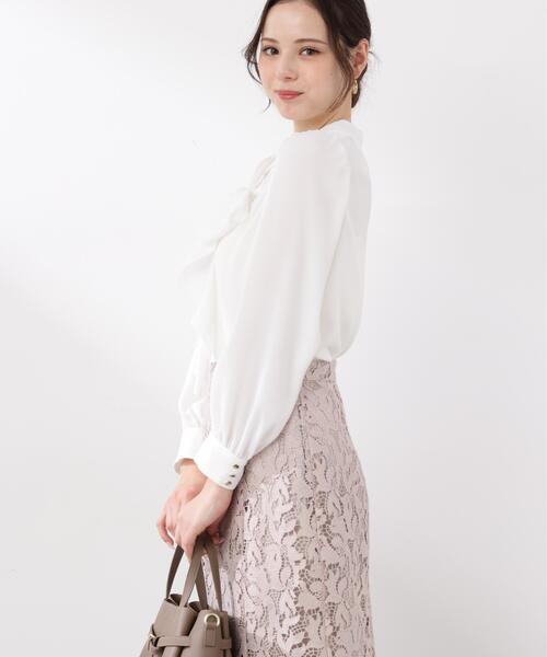 PROPORTION BODY DRESSING(プロポーションボディドレッシング)の「<ウォッシャブル>ラッフルリボンブラウス / 1216110001(シャツ/ブラウス・レディース・ダークグレー/ピンク/ホワイト系その他・MEDIUM/SMALL)」の4枚目の写真
