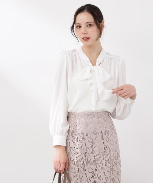 PROPORTION BODY DRESSING(プロポーションボディドレッシング)の「<ウォッシャブル>ラッフルリボンブラウス / 1216110001(シャツ/ブラウス・レディース・ダークグレー/ピンク/ホワイト系その他・MEDIUM/SMALL)」の5枚目の写真