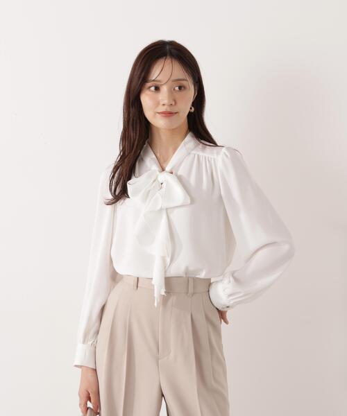 PROPORTION BODY DRESSING(プロポーションボディドレッシング)の「<ウォッシャブル>ラッフルリボンブラウス / 1216110001(シャツ/ブラウス・レディース・ダークグレー/ピンク/ホワイト系その他・MEDIUM/SMALL)」の6枚目の写真