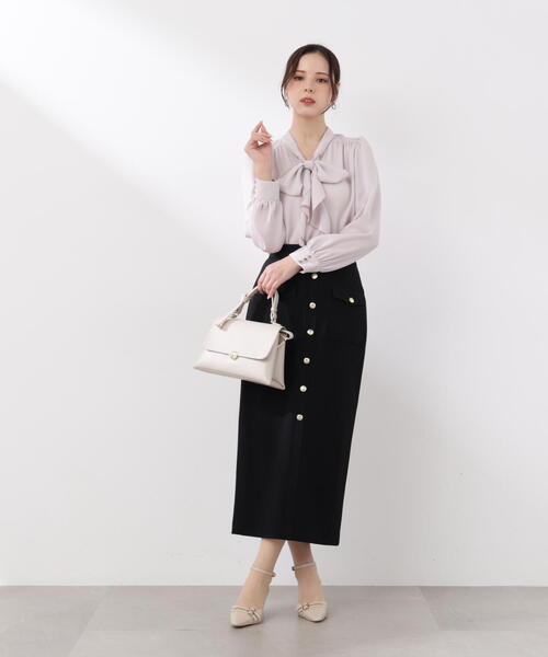 PROPORTION BODY DRESSING(プロポーションボディドレッシング)の「<ウォッシャブル>ラッフルリボンブラウス / 1216110001(シャツ/ブラウス・レディース・ダークグレー/ピンク/ホワイト系その他・MEDIUM/SMALL)」の7枚目の写真